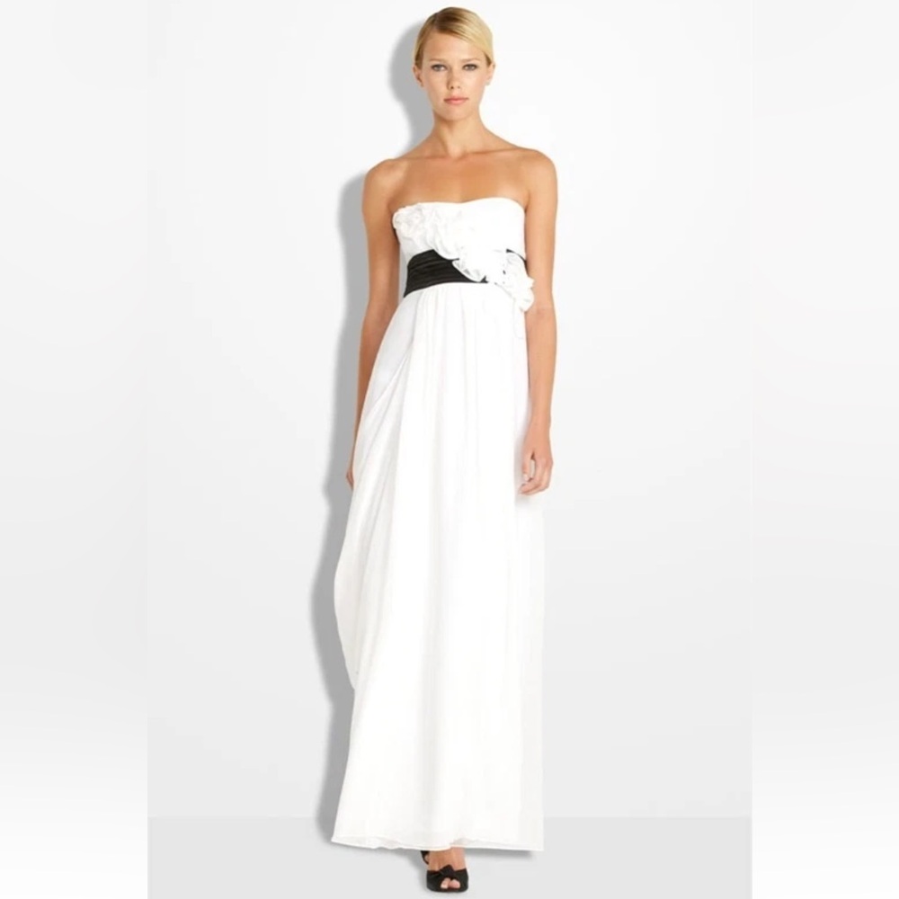 BCBGMaxAzria Silk Rosette Gown